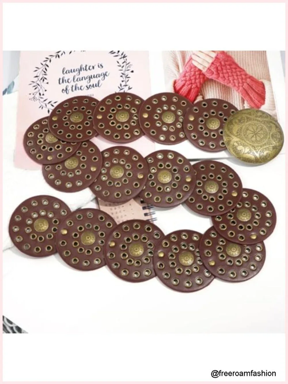Vintage Hollow Boho Wide Disc Belt with Metal Buckle